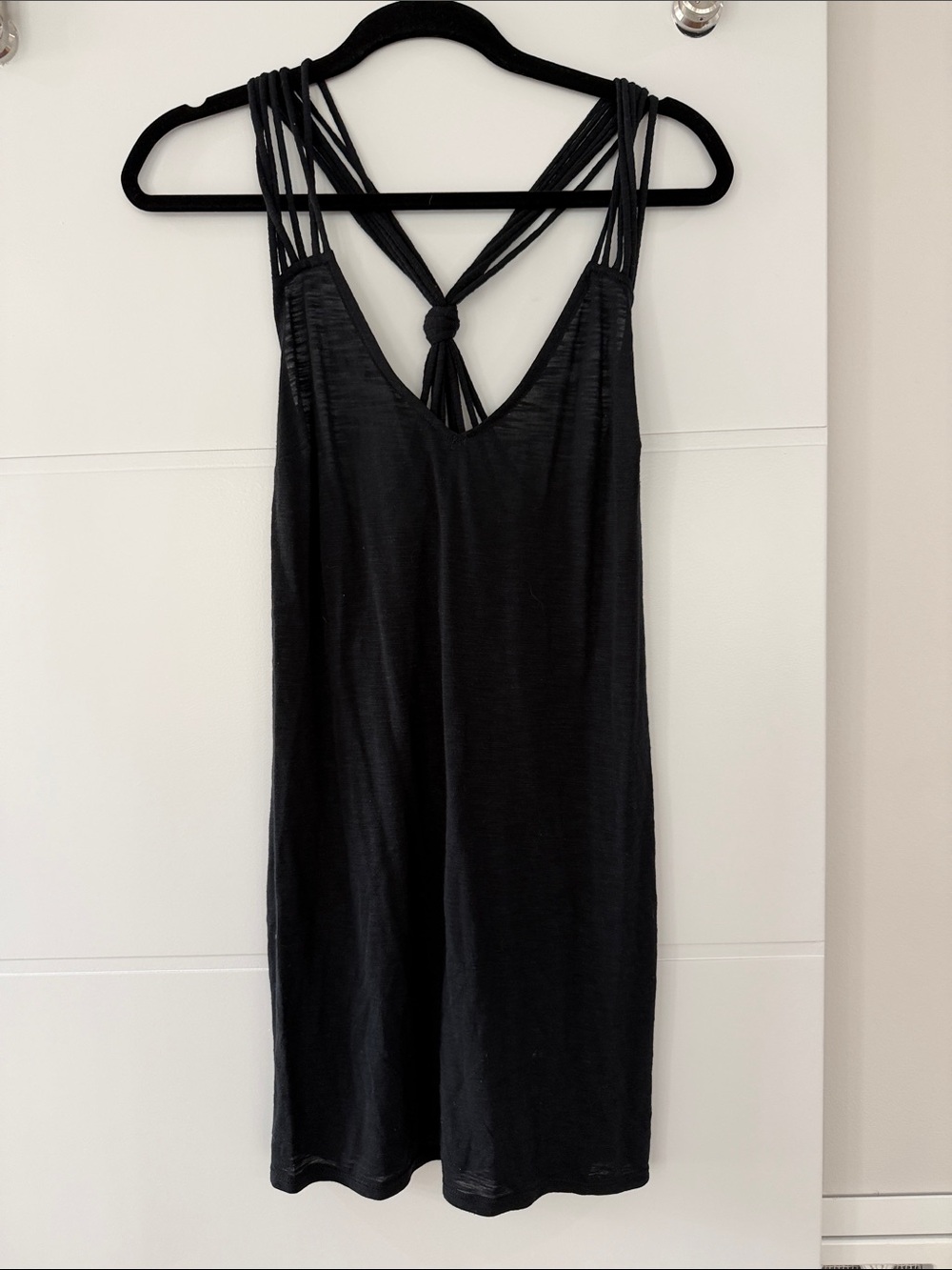 Women's Black Strappy Knot-Back cover up